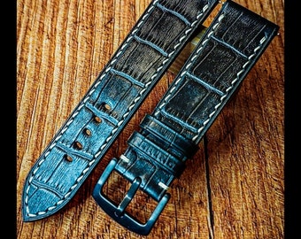 Embossed Crocodile (Alligator) Leather Watch Strap / Custom Leather Watch Band / Handmade Genuine Leather Watchbands / Bespoke Watch Strap