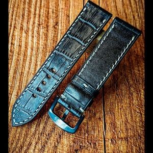 Embossed Crocodile Alligator Leather Watch Strap / Custom Leather Watch Band / Handmade Genuine Leather Watchbands / Bespoke Watch Strap image 2