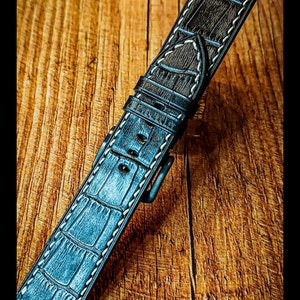 Embossed Crocodile Alligator Leather Watch Strap / Custom Leather Watch Band / Handmade Genuine Leather Watchbands / Bespoke Watch Strap image 5