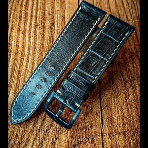 Embossed Crocodile Alligator Leather Watch Strap / Custom Leather Watch Band / Handmade Genuine Leather Watchbands / Bespoke Watch Strap image 3