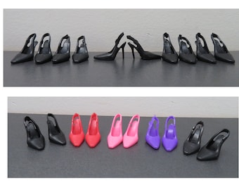 Fashion Doll 5 Pairs Shoes Doll Black shoes Pink Shoes Purple Shoes Doll Dress shoes Black High Heels  11.5 inch Doll Clothes