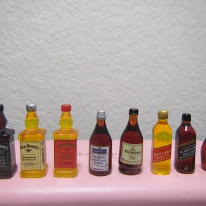 8 pcs Miniature Whiskey Bottles  1:6 scale Fashion doll size Miniature Food Miniature Doll size Beer