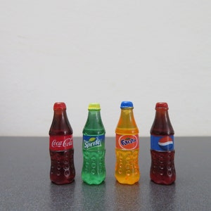4 pcs Miniature Coke Bottles 1:6 scale Fashion doll size Coke bottles Miniature Food doll size