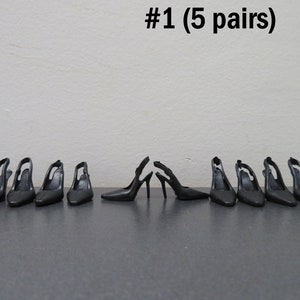 Fashion Doll 5 Pairs Shoes Doll Black shoes Pink Shoes Purple Shoes Doll Dress shoes Black High Heels  11.5 inch Doll Clothes