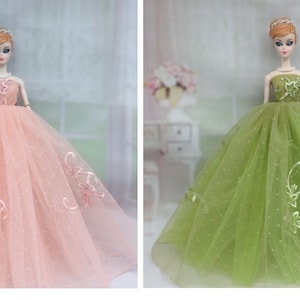 Fashion Doll Party Dress Evening Gown Wedding Dress Embroidery Flower Dress Clothes  11.5 inch doll Dress