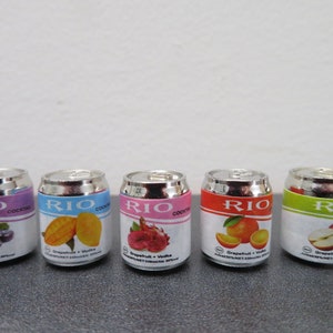 5 pcs Fashion Doll Cocktail Juice Can Miniature Dollhouse Food 11.5 inch Fashion Doll size Miniature Food 1/6 Scale