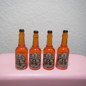 4 pcs Miniature Whiskey Bottle  1:6 scale Fashion doll size Miniature Whiskey Bottle Wine bottle Food Miniature Doll size Beer