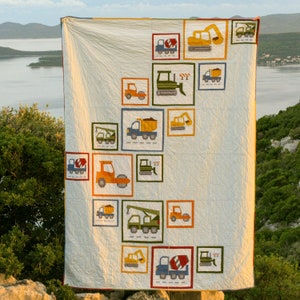 The Construction Quilt (un modello FPP moderno - download digitale PDF - taglia gemellare e neonato)