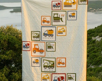 The Construction Quilt (a modern FPP Pattern- PDF digital download- twin & baby size)