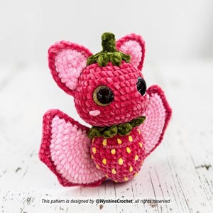 Strawberry Bat Crochet Pattern, Spooky-Cute Halloween Amigurumi Plushie PDF, Fall Decoration