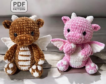 Baby Dragon Crochet Pattern Bundle: 2in1 Dragon Amigurumi PDF English Tutorial US Terms