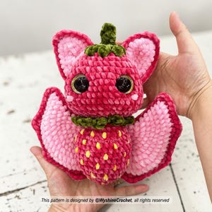 Strawberry Bat Crochet Pattern, Spooky-Cute Halloween Amigurumi Plushie PDF, Fall Decoration