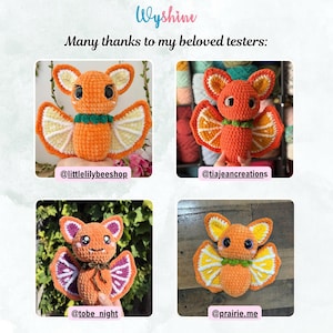 Fruit bat amigurumi plushie collection for Halloween crochet projects, autumn decor, nursery accents, and market prep
