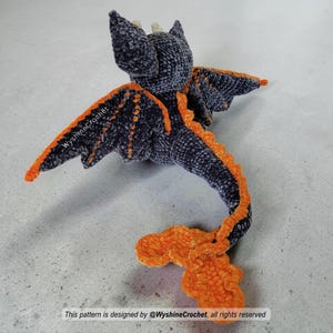 Cozy fall crochet pattern for a spooky cute bat dragon plushie, Halloween decoration, fantasy gift, and crochet market prep