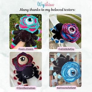 Rose Eye Spider Crochet Pattern PDF, Halloween Amigurumi Crochet Patterns, Spooky-Cute Flower Spider Decor