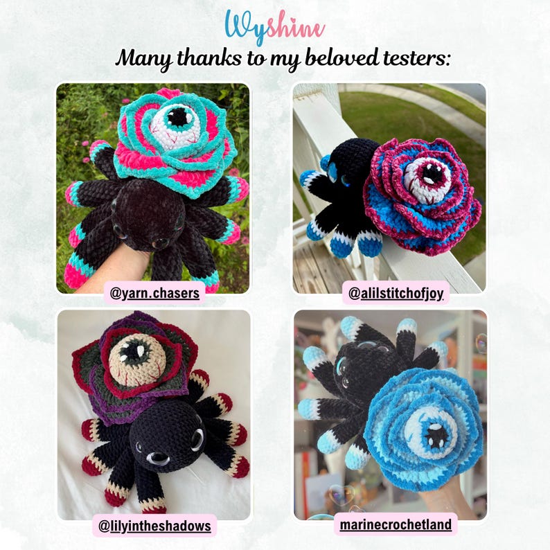 Rose Eye Spider Crochet Pattern PDF, Halloween Amigurumi Crochet Patterns, Spooky-Cute Flower Spider Decor