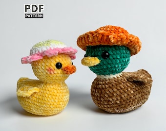 Rubber Duck Couple Crochet Pattern, No Sew Amigurumi Stuffed Patterns Beginner Friendly