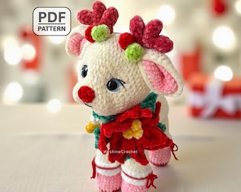 Flower Reindeer Crochet Pattern: Christmas Amigurumi Reindeer Plush for Holiday Home Decoration
