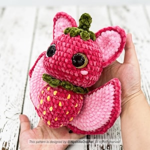 Strawberry Bat Crochet Pattern, Spooky-Cute Halloween Amigurumi Plushie PDF, Fall Decoration