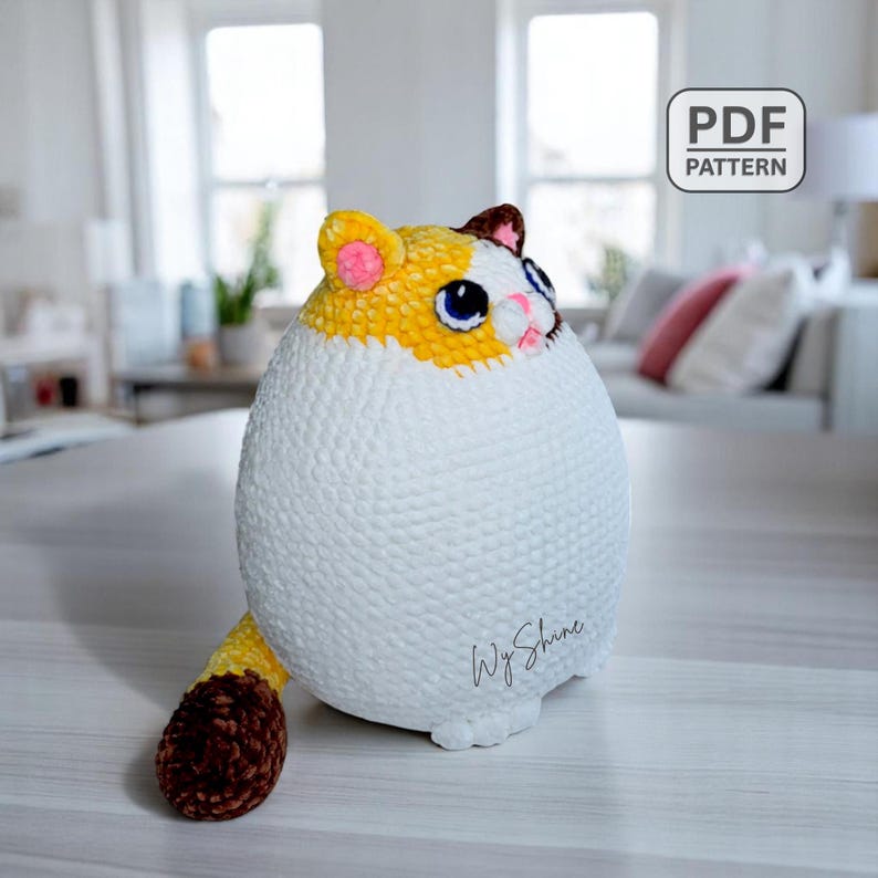 Fat Cat Crochet Pattern, Chubby Kitten Amigurumi Pattern, Huggable Calico Cat Plush, Instant Download PDF English - US Term By Wyshine
