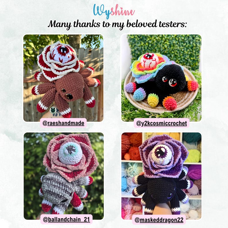 Rose Eye Spider Crochet Pattern PDF, Halloween Amigurumi Crochet Patterns, Spooky-Cute Flower Spider Decor