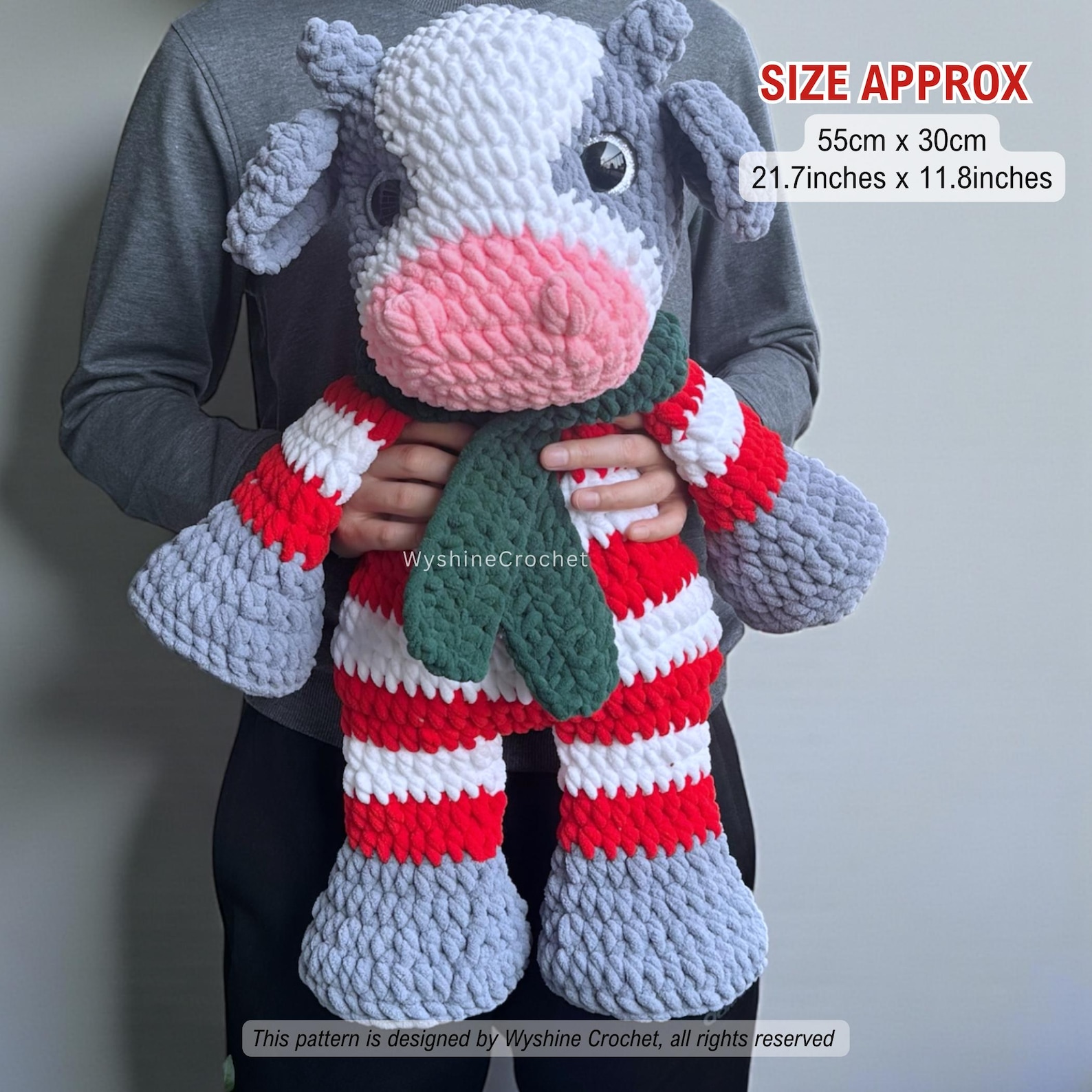Huggable Patterns Huggable Candy Cane Cow Crochet Pattern, Snuggler Calf Amigurumi ...