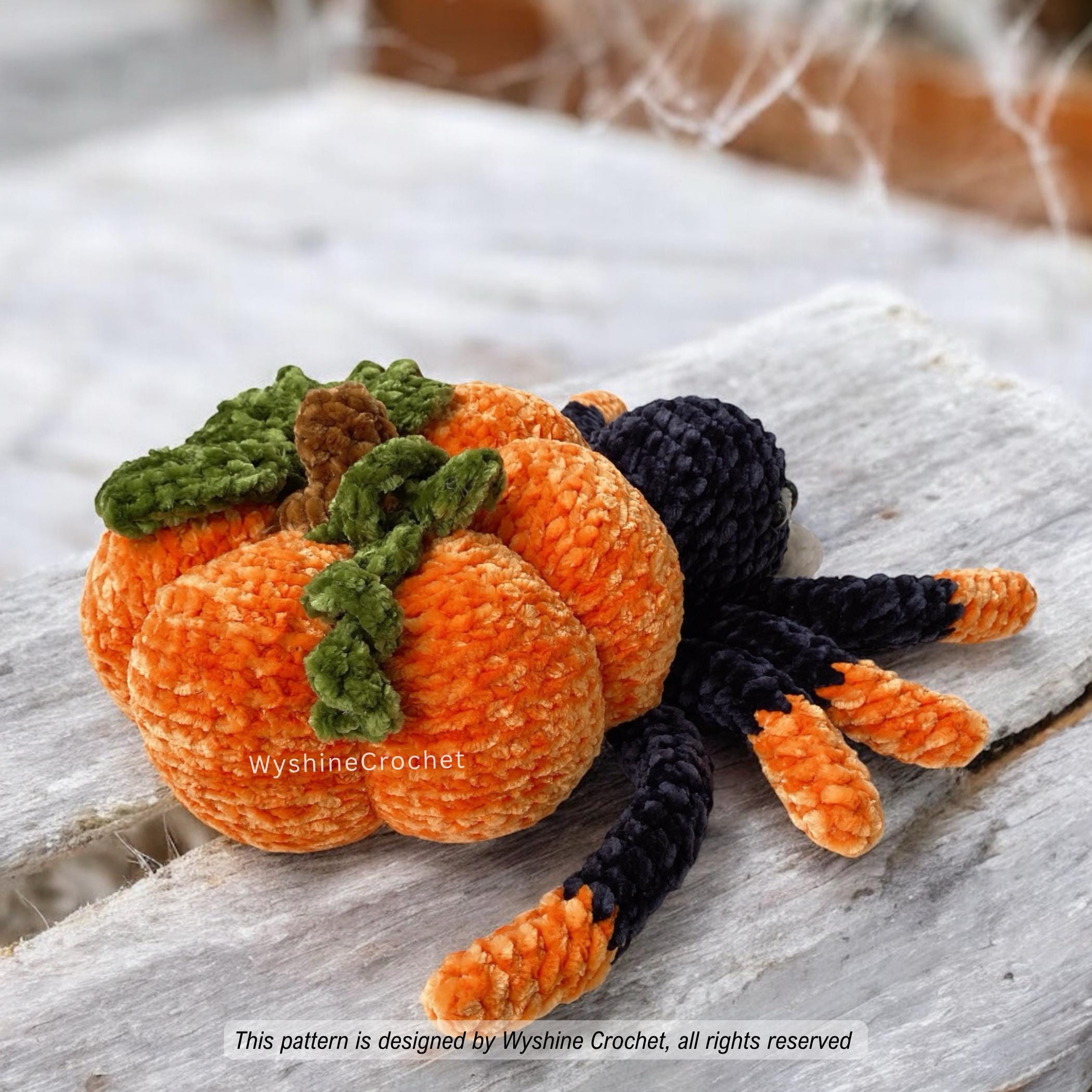 かぼちゃの蜘蛛のかぎ針編みのパターン: ハロウィンあみぐるみ
