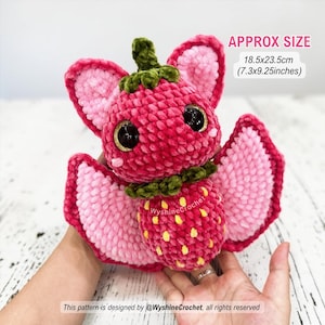 Crochet bat pattern bundle showing colorful fruit bat plushies for craft fairs, handmade gifts, and cozy fall decoration