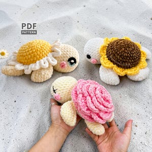 3-in-1 Baby Flower Turtle Crochet Pattern Bundle, Easy Sea Turtles Amigurumi PDF Patterns For Beginner