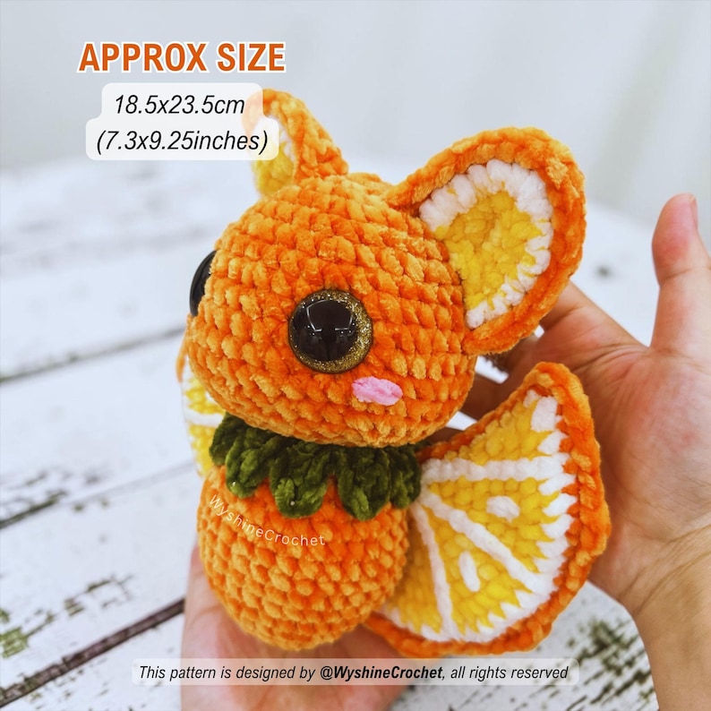 Easy to follow Halloween bat amigurumi pattern PDF with step by step photo instructions for wings, ears, and embroidery