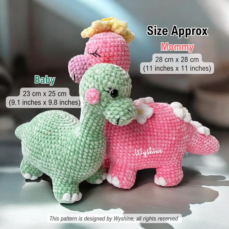 Bronatsaurus Chart Pattern Brontosaurus Dinosaur Crochet Pattern Family: Cowboy Dad, Flower Mom ...
