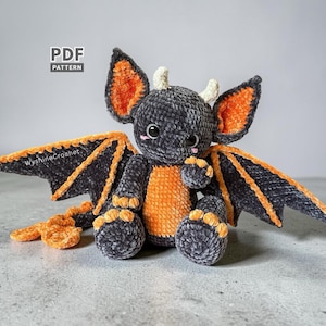 Bat Dragon Crochet Pattern, Spooky Cute Halloween Crochet Amigurumi PDF, Cozy Fall Decoration
