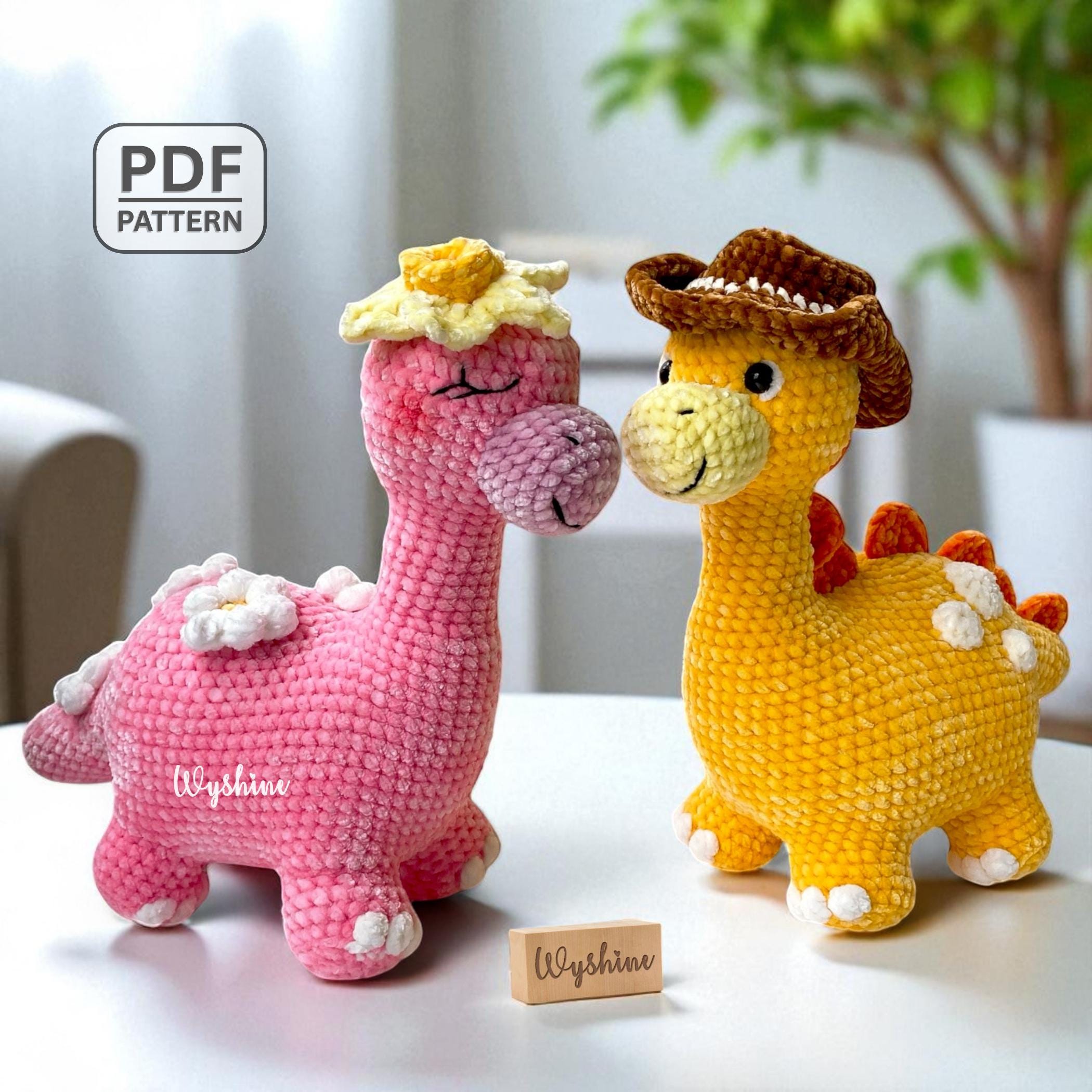 37 Dinosaur Crochet Patterns for Roaring Cute Amigurumi Projects 27 Couple Brontosaurus Dinosaur Crochet Pattern: Cowboy