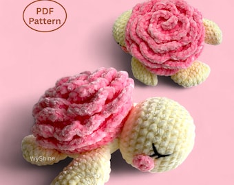 Rose Turtle Crochet Pattern, Sea Turtle Amigurumi Pattern, Crochet Stuffed Animals, Instant Download PDF, English - US Term By Wyshine