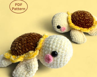 Rose Turtle Crochet Pattern, Sea Turtle Amigurumi Pattern, Crochet Stuffed Animals, Instant Download PDF, English - US Term By Wyshine