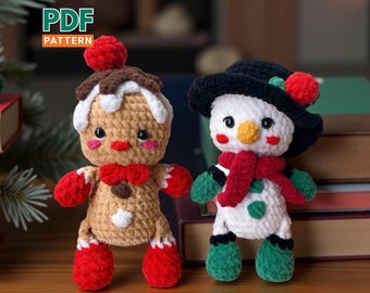 Easy Christmas Tree Ornament Crochet Pattern: Snowman & Gingerbread Girl Amigurumi Decoration
