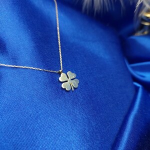 14K Clover Plate Gold Necklace, Valentine Gift, Necklace for Women, 14K Solid Gold Jewellery, Gift for Her, Extra Tiny Initial Necklace