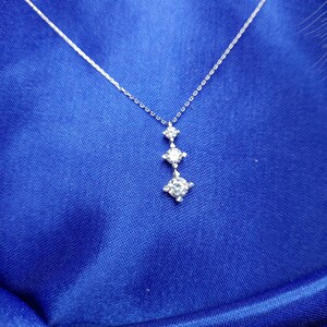 14K Tria Diamond Necklace, Wedding Anniversary Gift, Necklace for Women, 14K Solid Gold Jewellery, Classic Daily Necklace