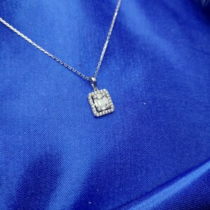 14K Baguette Diamond Necklace, Wedding Anniversary Gift, Necklace for Women, 14K Solid Gold Jewellery, Classic Daily Necklace