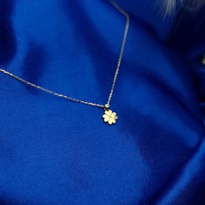 14K Clover Diamond Necklace, Birthday Gift, Necklace for Women, 14K Solid Gold Jewellery, Gift for Her, Extra Tiny Initial Necklace