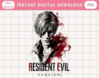 Leon Kennedy png, op Resident Evil geïnspireerde png, gezellige gamercadeau, Resident Evil 9 Requiem Leon S Kennedy png, cadeau voor gamer, digitale download