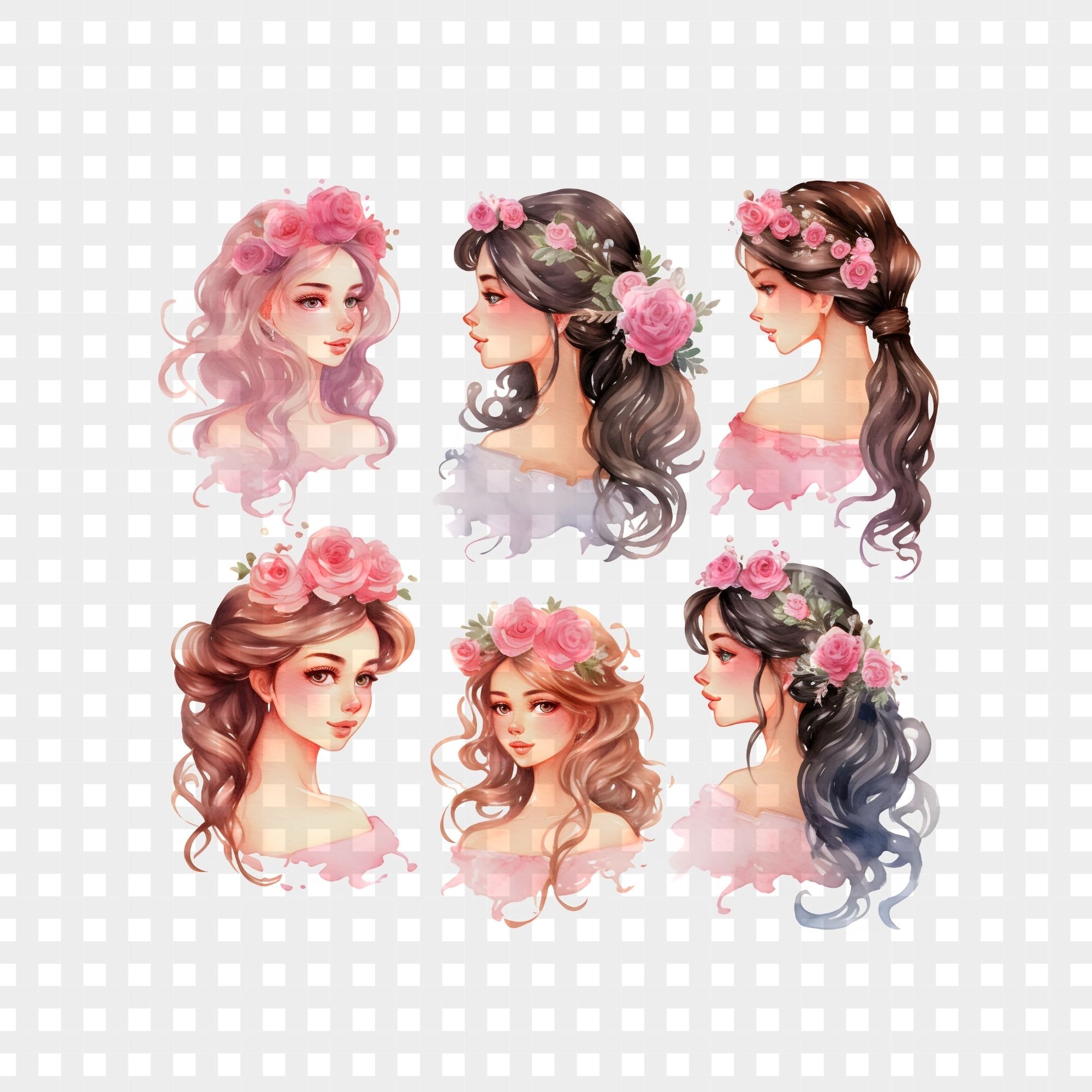 Watercolor Pink Princess Clipart, 10 High-resolution Digital Image ...