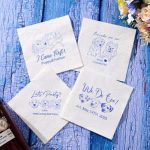 Ricorda il tuo animale domestico nel giorno del tuo matrimonio: tovaglioli commemorativi personalizzati con 1, 2 o 3 animali domestici, tovaglioli da cocktail personalizzati con foto di cani o gatti.