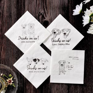 Personalized Pet Wedding Napkins: Custom Dog & Couple Design