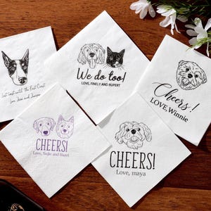 Personalized Pet Wedding Napkins: Custom Dog & Cat Cocktail Napkins