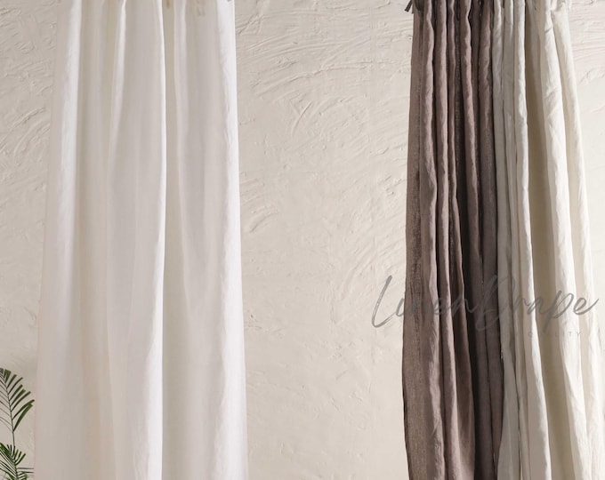 Natural Linen Draperies Tab Top Tie Top Rod Pocket Curtains for Bathroom Kitchen Bedroom Cozy Design