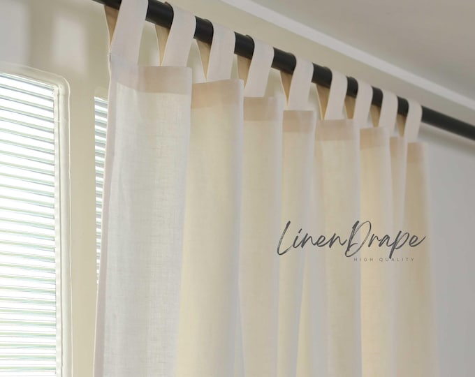 Solid Linen Window Curtains – Sheer, Privacy & Blackout Panels – Rod Pocket, Tie Top, Tab Top Styles – Modern Farmhouse, Minimalist Drapes
