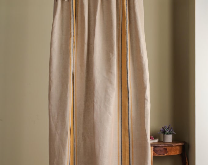 Linen curtains Color Block, Custom color curtain panel, Rod pocket drapes, Unlined, Privacy or Blackout curtains, Linen window treatments