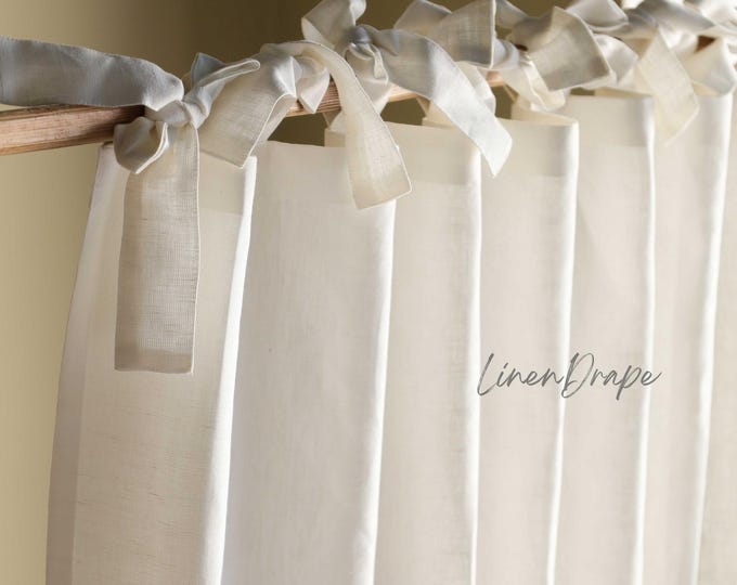 Solid Linen Curtains – Sheer, Privacy, or Blackout – Window Drapes with Rod Pocket, Tie Top, or Tab Top Styles for Farmhouse & Modern Decor