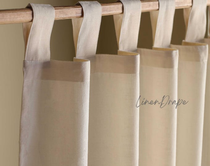 Custom Solid Linen Curtains – Sheer, Privacy & Blackout Drapes – Rod Pocket, Tie Top, Tab Top Styles – Farmhouse, Minimalist, Boho Panels